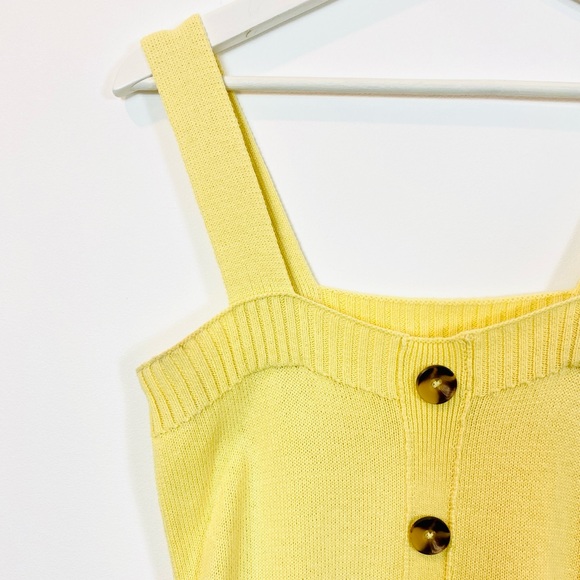 Amaryllis Yellow Knit Tank Top w/ Button Detail - Picture 4 of 4